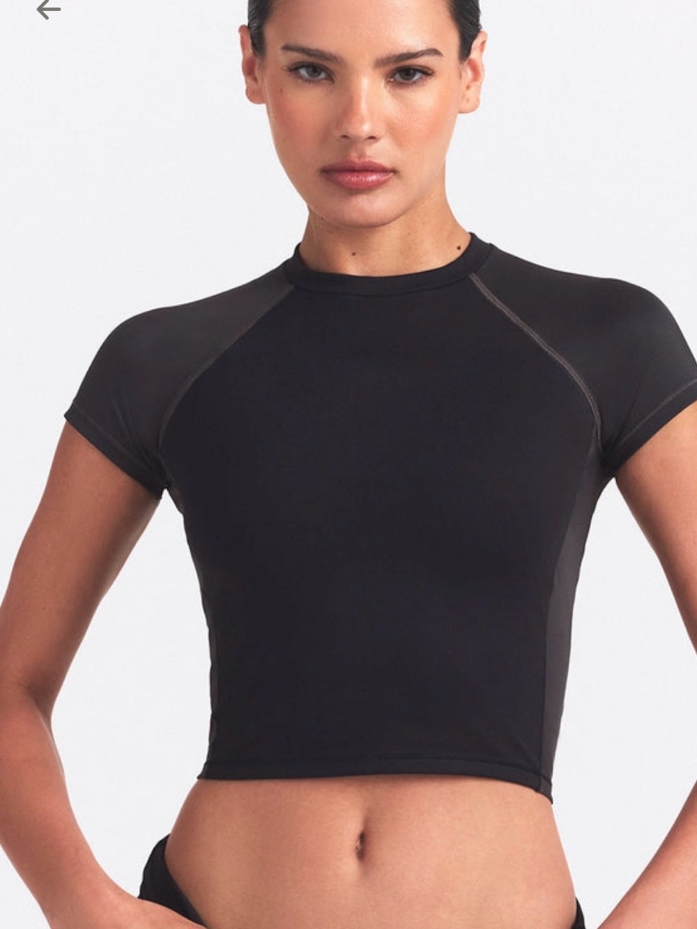 NIKE SKIMS matte and shine ( sold out online) mix Black Short-Sleeve Crop